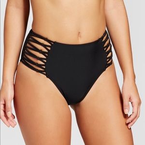 Women’s black high-waist cheeky bikini bottom